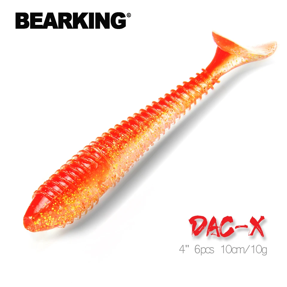 Bearking популярная приманка для рыбалки, Мягкая приманка S05, профессиональная приманка 4 дюйма, 6 шт., 10 см/10 г, качественный искусственный карп, воблеры