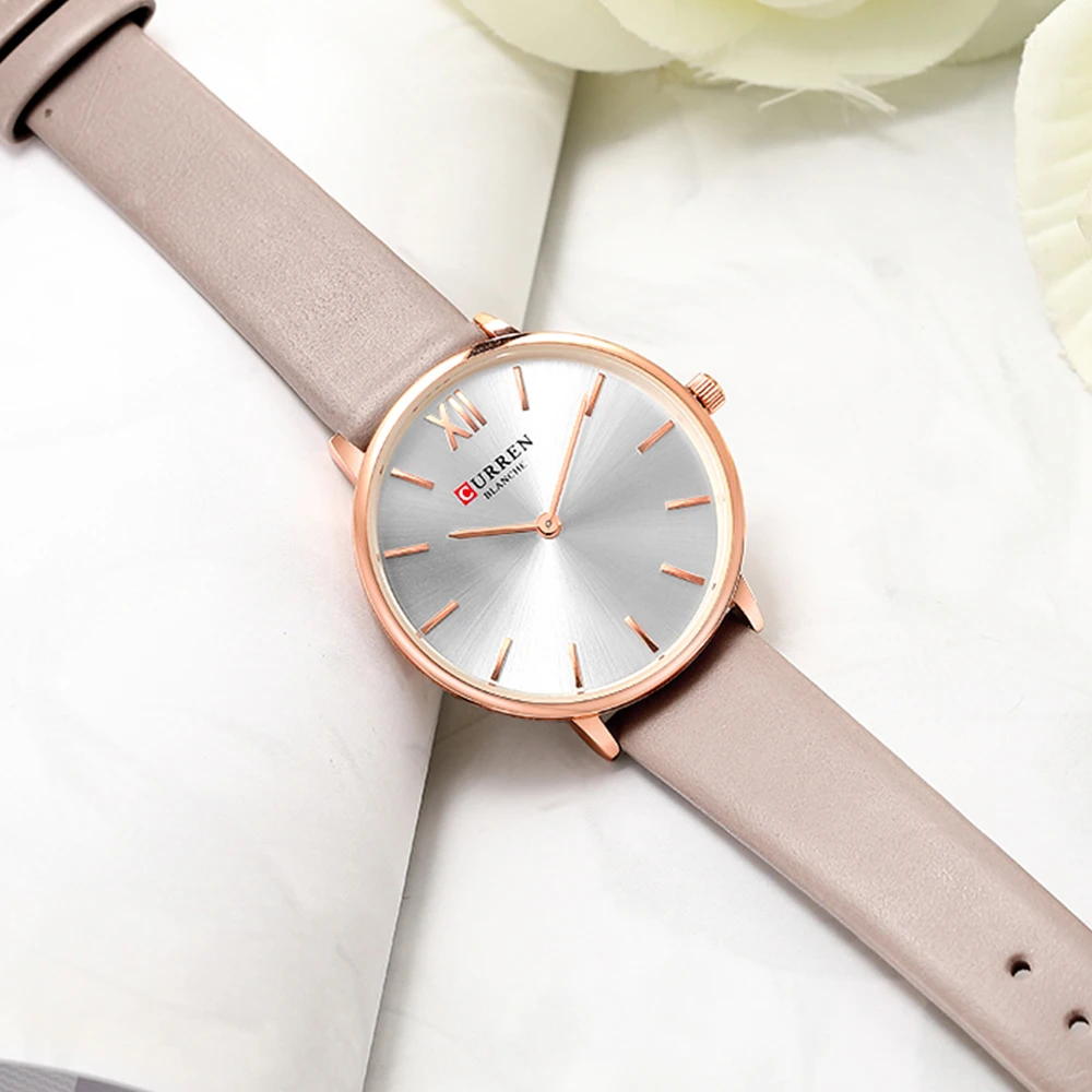 

CURREN Women Watches Pink Analog Quartz Clock Female Casual Ladies Wrist Watch Soft Leather Strap Watch relogios feminino