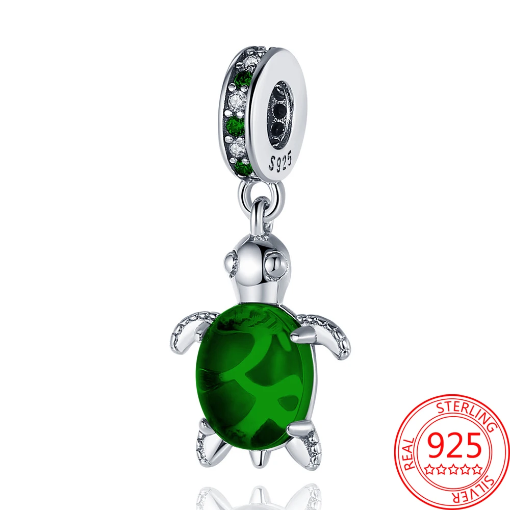 

Зеленая Черепаха из муранского стекла из стерлингового серебра S925, подходит для браслета Pandora