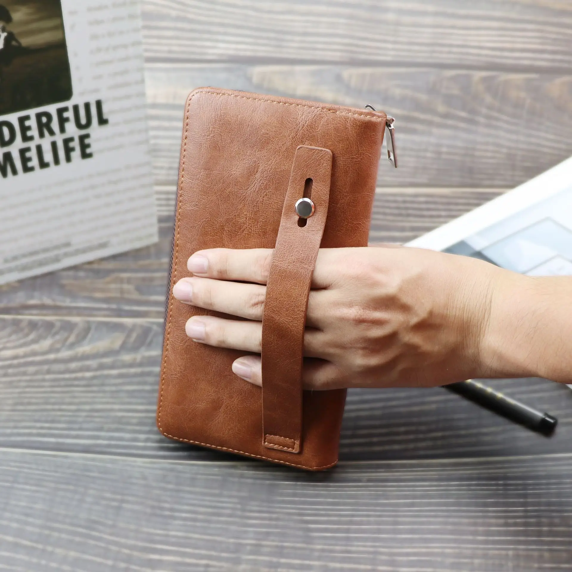 Винтажный кожаный кошелек wo для мужчин сумка мобильного телефона женская карт из