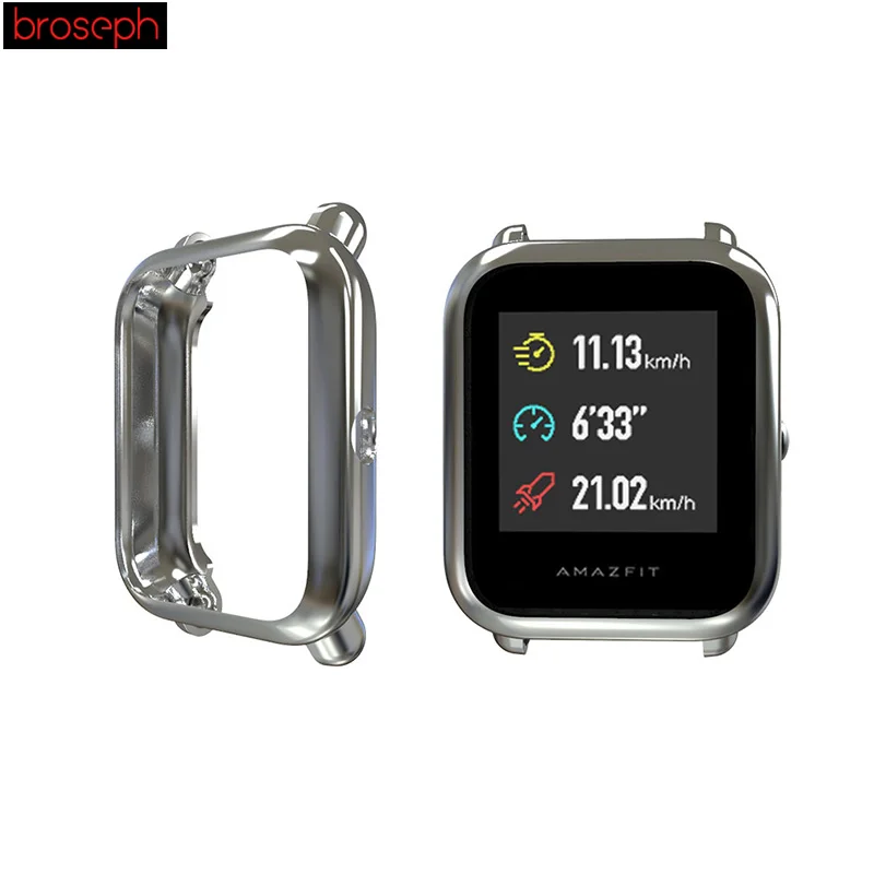 Silver Мягкий ТПУ защитный чехол для Amazfit Bip защита экрана полный охват часы бампер Смарт часы аксессуары - Цвет: Silver