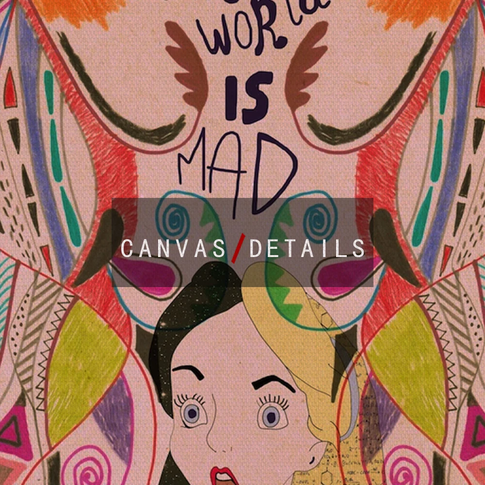 Художественная печать на холсте с изображением Алисы в стране чудес цветной