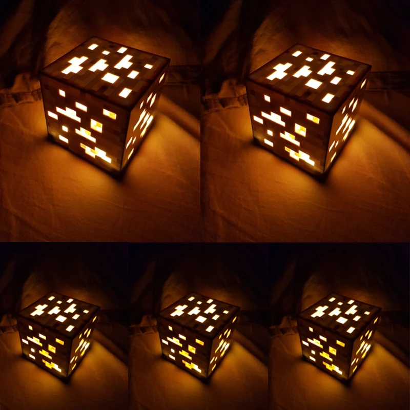 

Night Light Mine crafted Cube Lamp Creative Cube Nightlight Battery Power Supply 4 Optional Colors LED Toys Gift Led Lamp