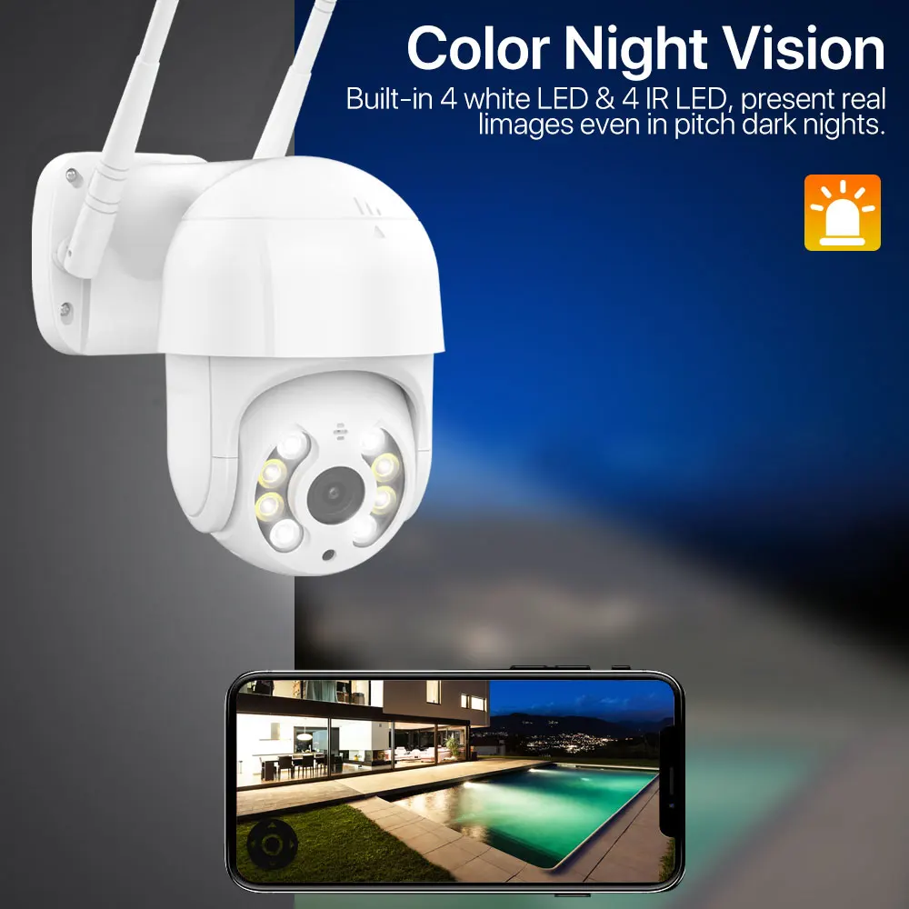 IP-камера наружная беспроводная 8 Мп 4K Wi-Fi H.265 5 PTZ 1080P | Безопасность и защита