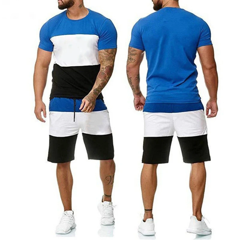 NICE Men's Summer T-shirt Suit O Neck T-shirt Shorts Short Sleeve Shorts High Quality Cotton T Shirts Pants Suit Sportswear