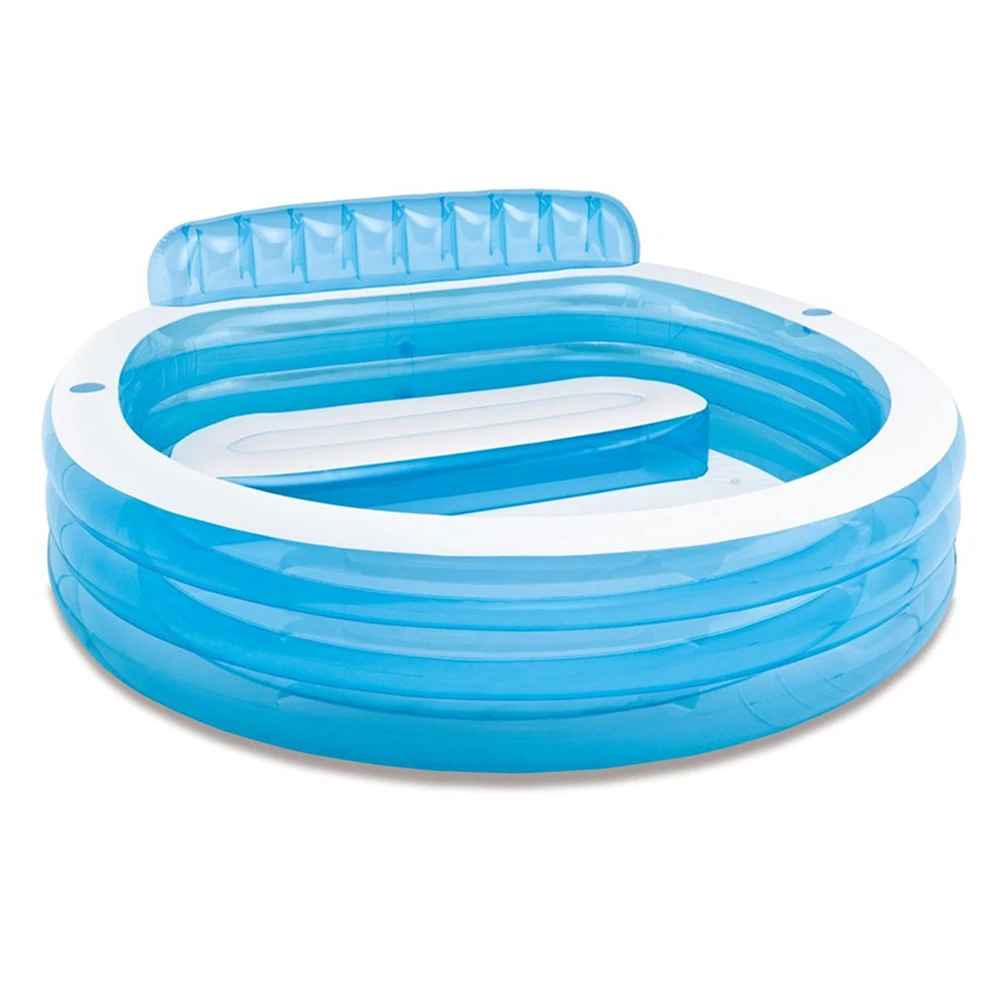 Надувной круглый однотонный бассейн для всей семьи Детская ванна с дренажным