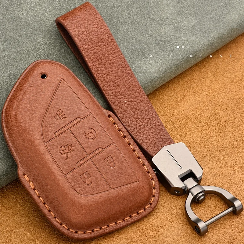 

Высококачественный кожаный чехол для ключей с 5 кнопками для Cadillac CT5 2019 2020, аксессуары для автомобильного декора