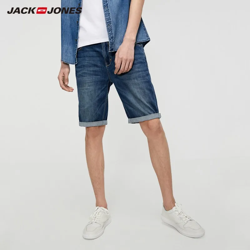 Мужские облегающие джинсовые шорты JackJones базовая Мужская одежда 219243506|Мужские