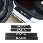 4 шт., Накладка на порог из углеродного волокна, автомобильные наклейки для Dacia Duster Logan Sandero Lodgy, аксессуары для стайлинга автомобиля