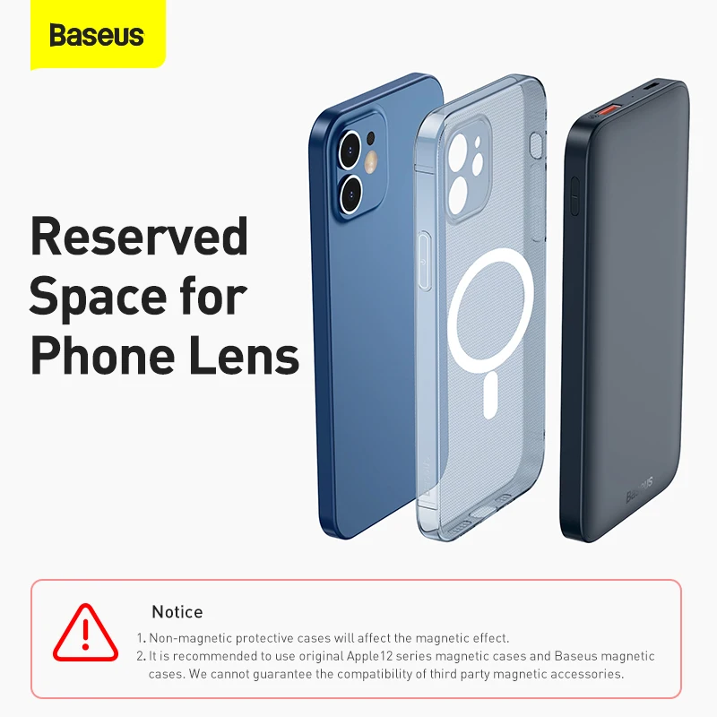 Baseus 10000 мАч Power Bank PD QC Быстрая зарядка Powerbank Беспроводная для Samsung iPhone 12 13 Магнитная