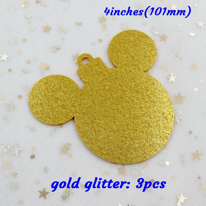 gold glitter-3pcs 101 мм акриловые рождественские метки для головы мыши рождественские украшения монограмма мышь дерево метки прозрачный блеск лазерный вырез 4inches-AC1035 - Цвет: gold glitter-3pcs