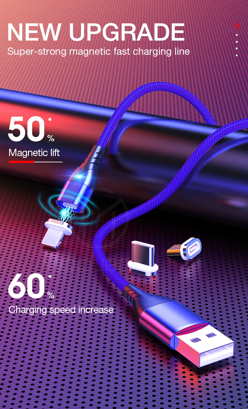 Магнитный кабель 3A Usb type c кабель Быстрая зарядка для iPhone X S MAX XR 8 7 зарядное устройство для телефона samsung s9 oneplus 6t Передача данных