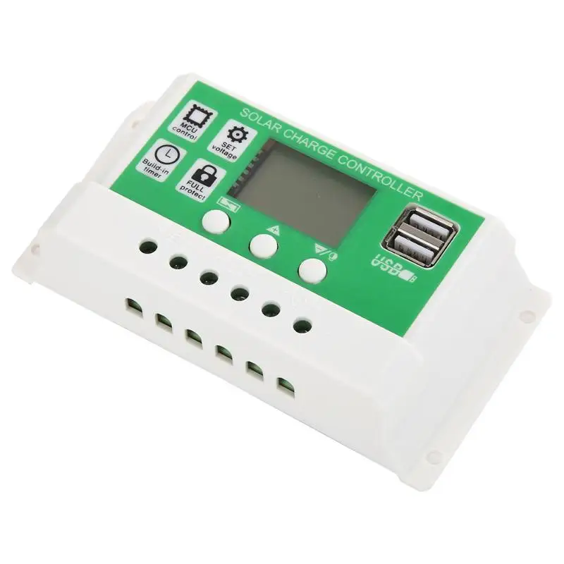 ШИМ 30A/20A/10A двойной USB регулятор солнечной панели контроллер заряда 12/24 в ЖК