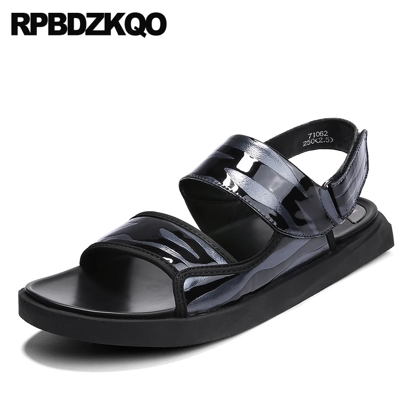 Шлепанцы мужские без застежки сандалии из натуральной кожи итальянские черные