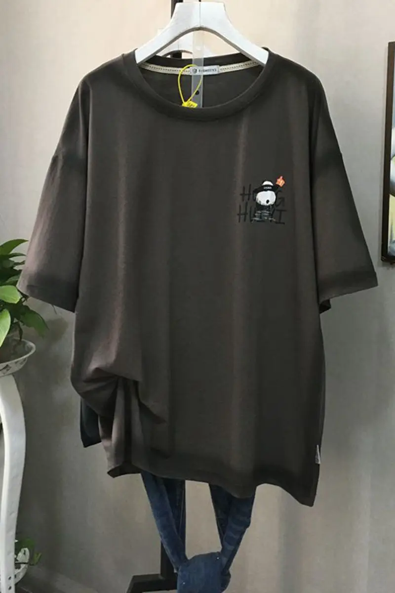 

Large Size Short Sleeve T Shirt Women's Loose Fashion Printed Cartoon T Shirt Female Slimming Oversized Harajuku Shirt