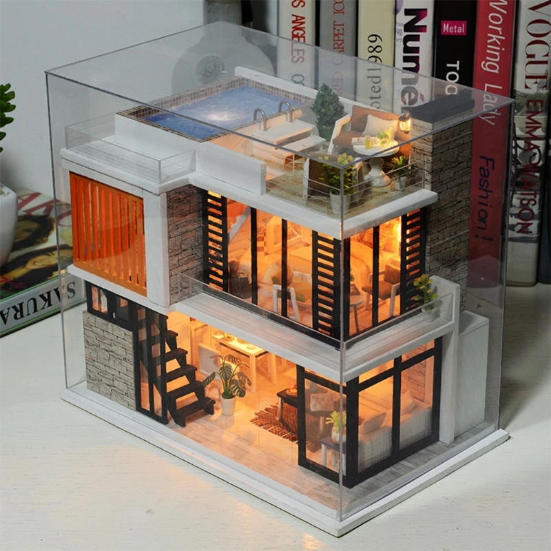 

Diy Luminous Music Toy House Wooden Miniature Furniture Kit Mini House Best Birthday Gift