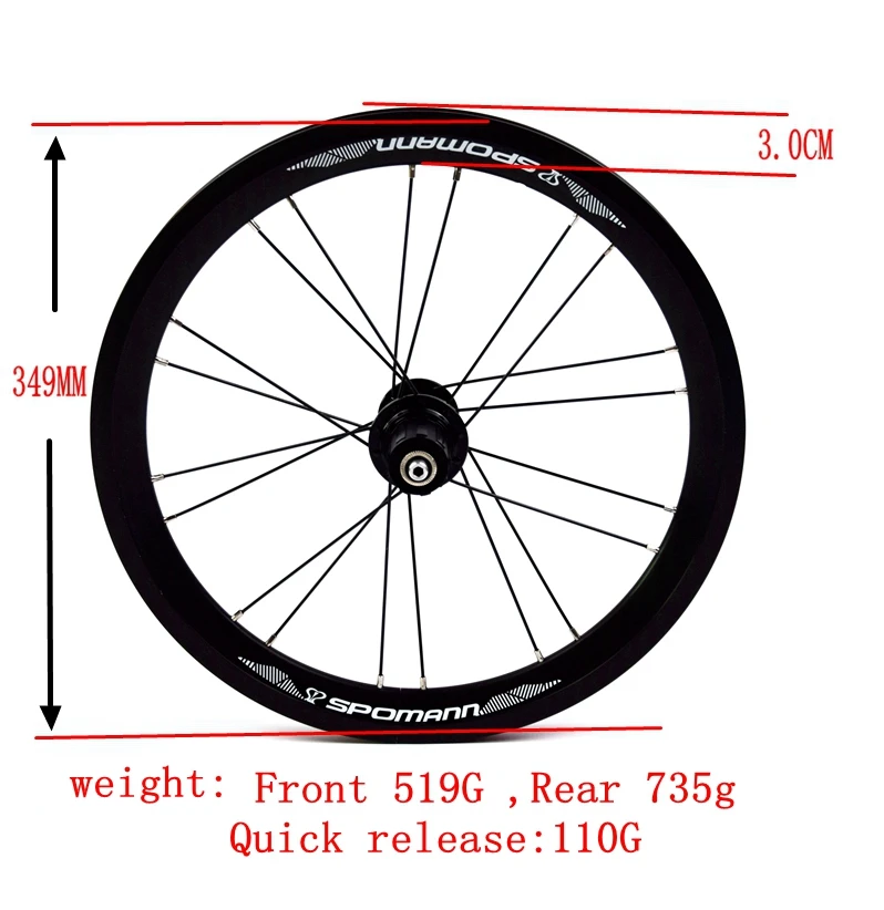 

SPOMANN Bicycle Wheels 16inch/349 BMX Wheelset 11 speeds Folding Bike Wheel V Brake Bicycle Wheel Wide edge Variable speed
