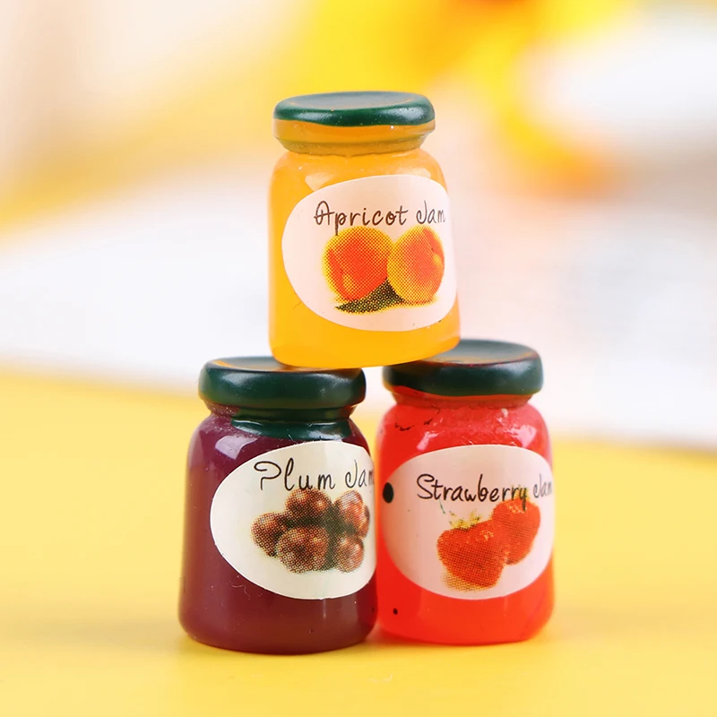 

2pcs/Set Cute Food Fruit Jam Bottle Play Mini Food For Dollhouse Kitchen Toys