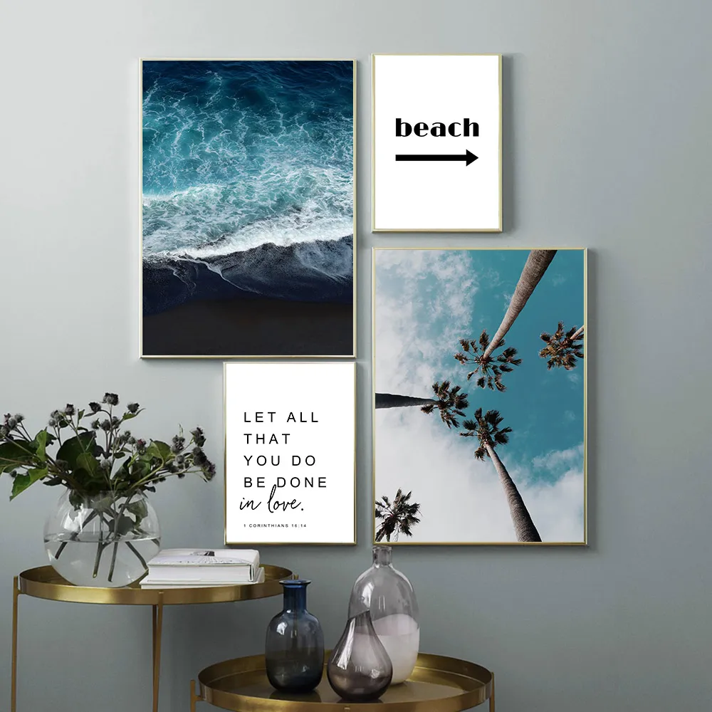 

Beach Quotes Ocean Coconut Tree Nordic Canvas Painting Landscape Wall Art Poster And Prints Picture Home Decoration For Living
