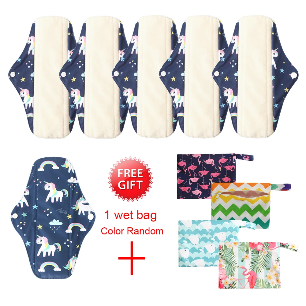 

Гигиенические прокладки из бамбукового угля, 6 шт. в 1 упаковке, многоразовые менструальные подкладки, разные цвета, хлопковые салфетки для м...