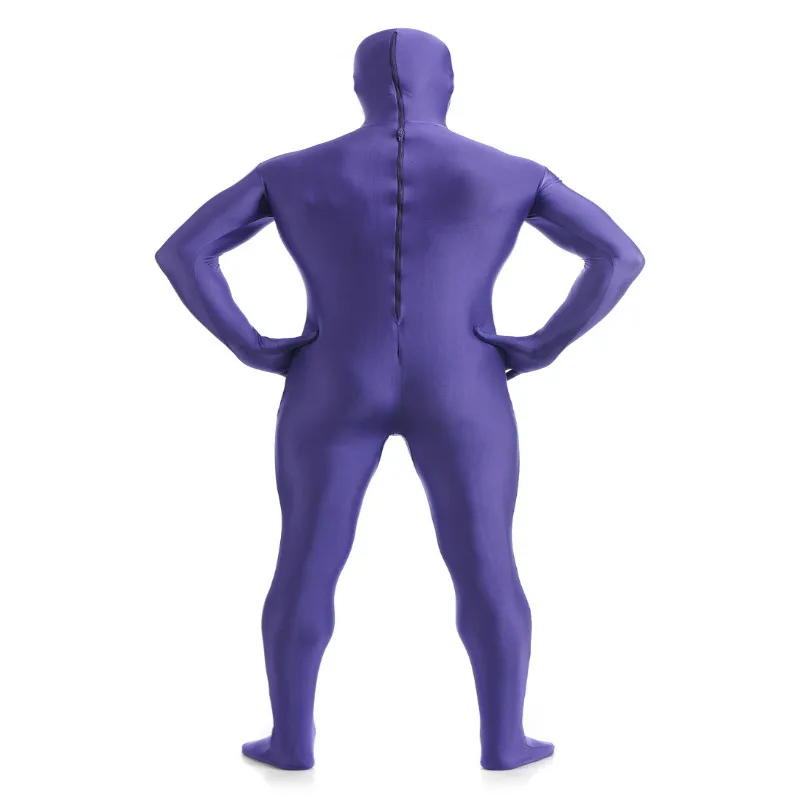 Костюм унисекс с открытым лицом Zentai из спандекса облегающий костюм фиолетового