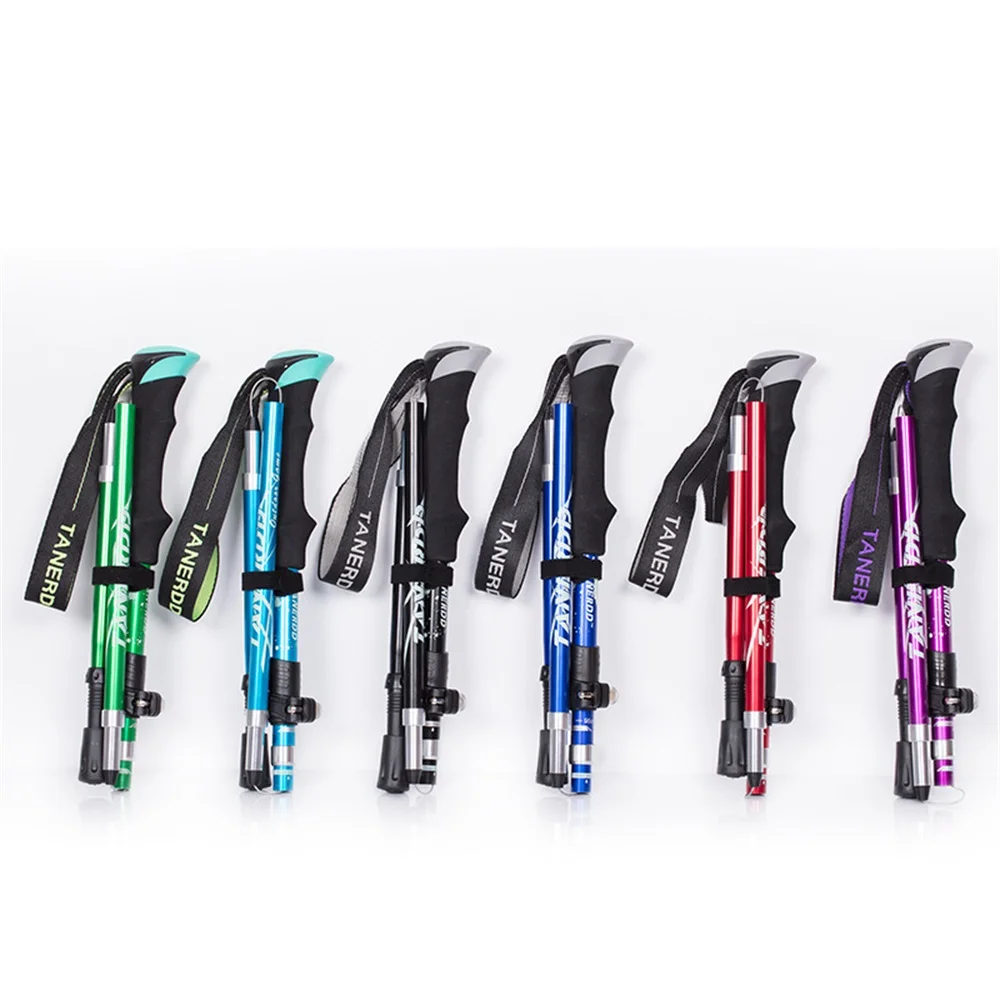 EVA Handle 4-Section Folding Walking Sticks Canes Hiking Stick CrutchesTrekking Poles Alpenstock Hiking Accessories 1PC SES0046