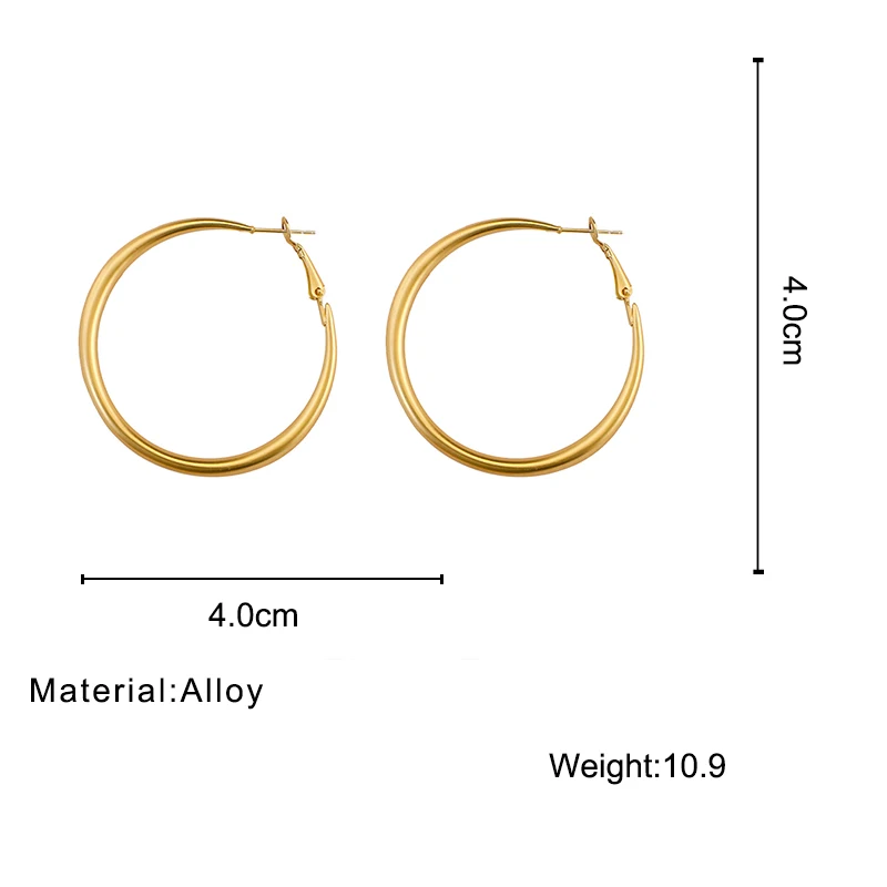 

AENSOA Minimalist Gold Color Big Round Hoop Earrings For Women Simple Geometric Hoops Earrings Statement Party Wedding Earring