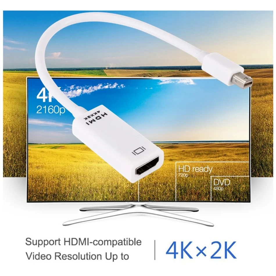 Mini 4K DP к HDMI-совместимый адаптер Кабельный преобразователь порт дисплея для Apple Mac