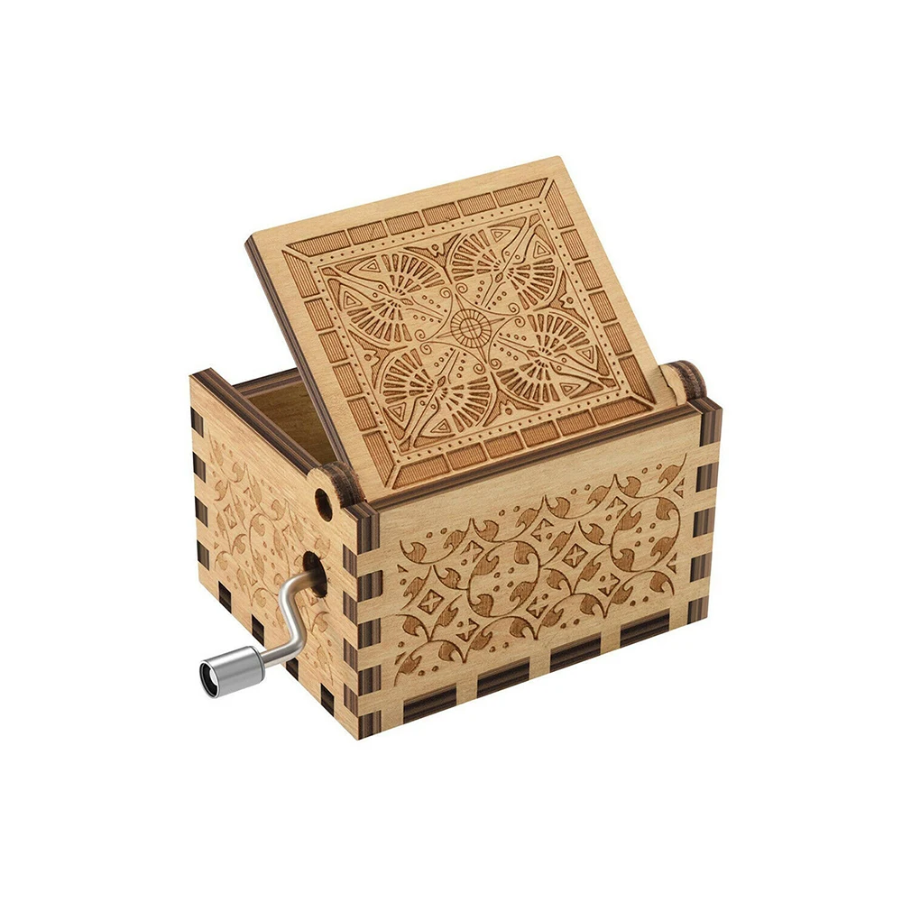 Деревянная музыкальная шкатулка ручной работы с лазерной надписью