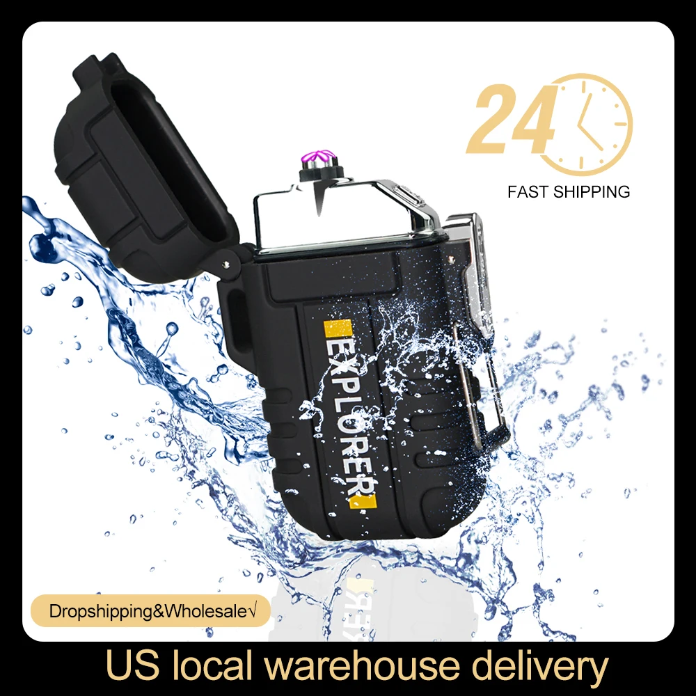 

Waterproof USB Plasma Lighter Flameless Rechargeable Lighter Outdoor Camping Sport Cigarette Lighter Smoking Accessories For Men