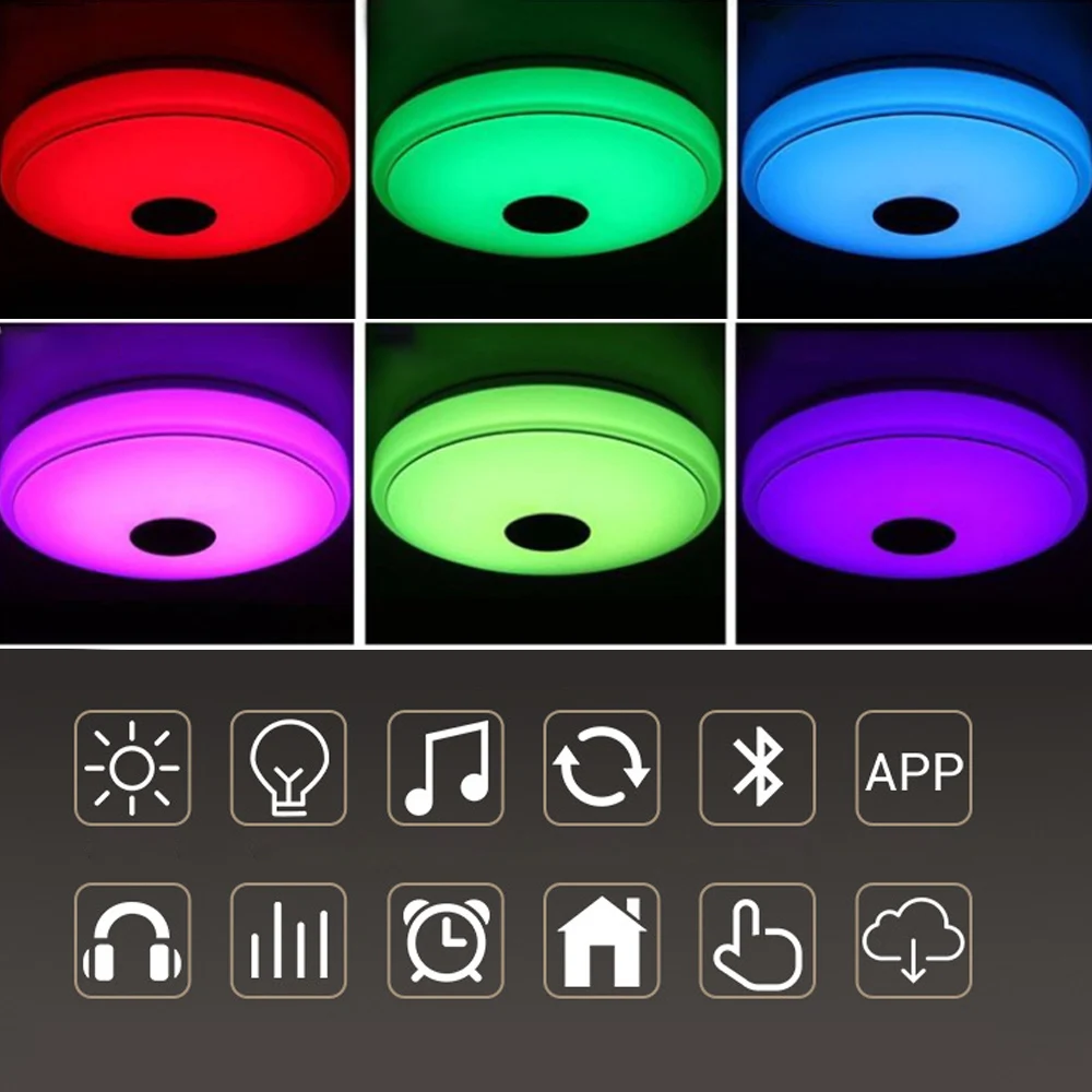 Smart LED Ceiling Light Dimmable APP Control Bluetooth Music Living Room Bedroom Lamp 36W/60W Lights | Лампы и освещение