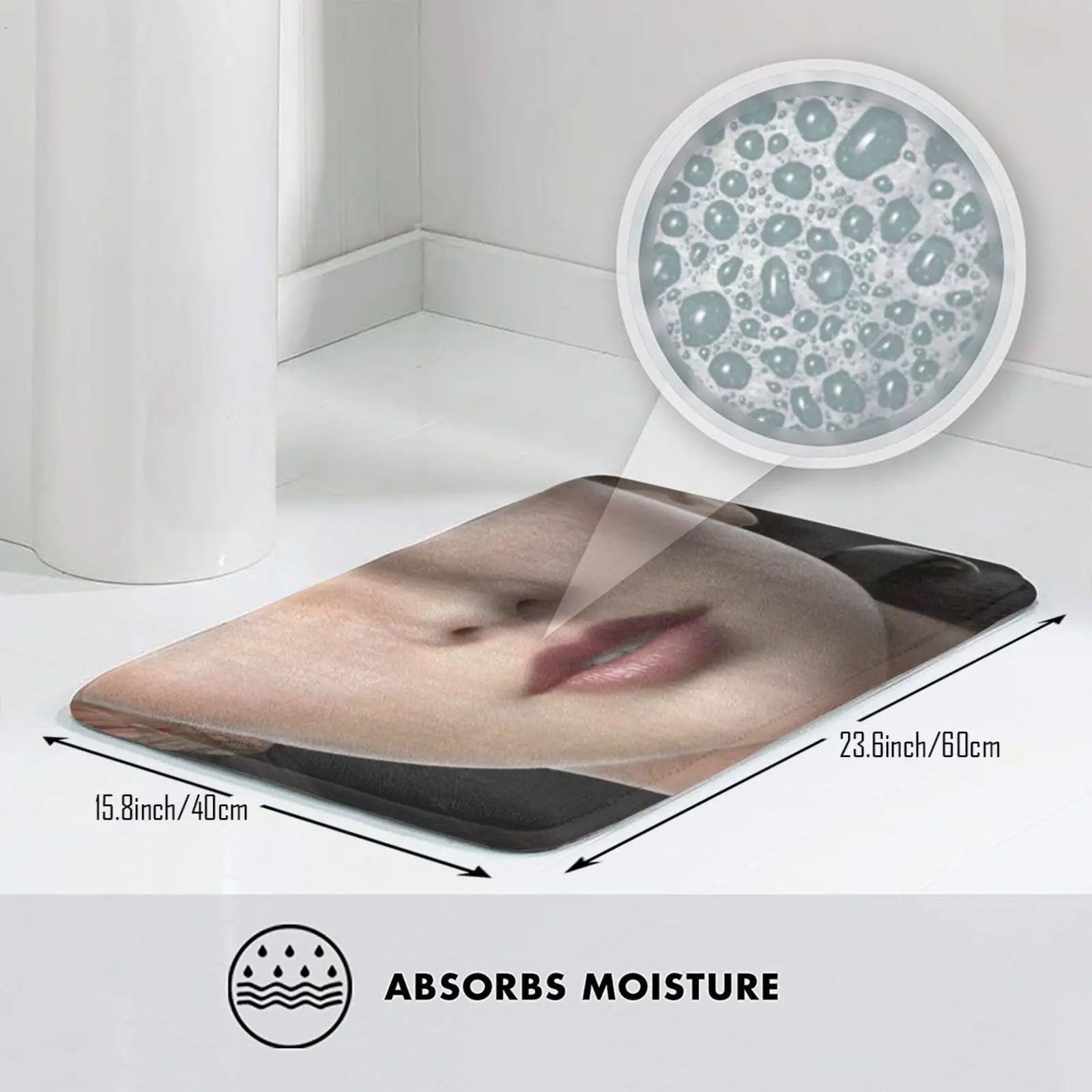 Красивая 3d девушка с черными волосами. Коврик ковер Противоскользящий коврик для