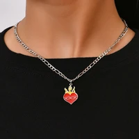 simple love heart flame pendant necklace party jewelry accessories for women