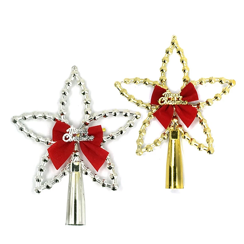 1 шт. Блестящий золотистый Серебристый звезда Рождественская елка Топпер DIY