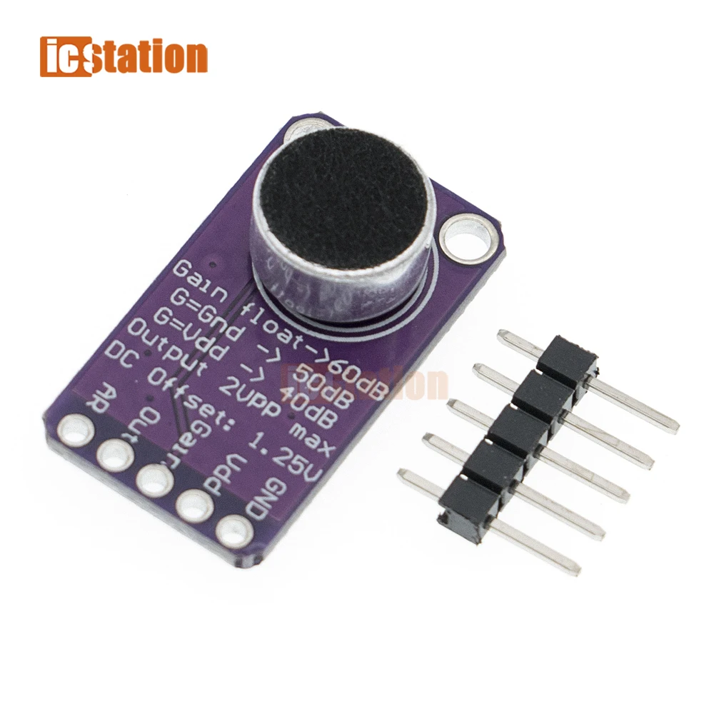 

MAX9814 Microphone AGC Amplifier Board Module Auto Gain Control for Arduino Programmable Attack and Release Ratio Low THD
