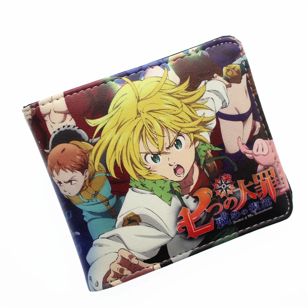 Короткий кошелек Meliodas из искусственной кожи с рисунком из аниме «Семь мертвых Грехов», держатель для карт, кошелек для фотографий, кошелек для мальчиков и девочек на молнии, кожаный кошелек с рисунком из мультфильма, подарок