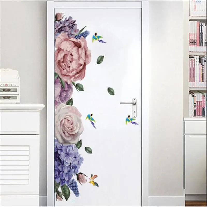 2 шт Ручная роспись Пион цветок сорока Наклейка на стену гостиная спальня съемная