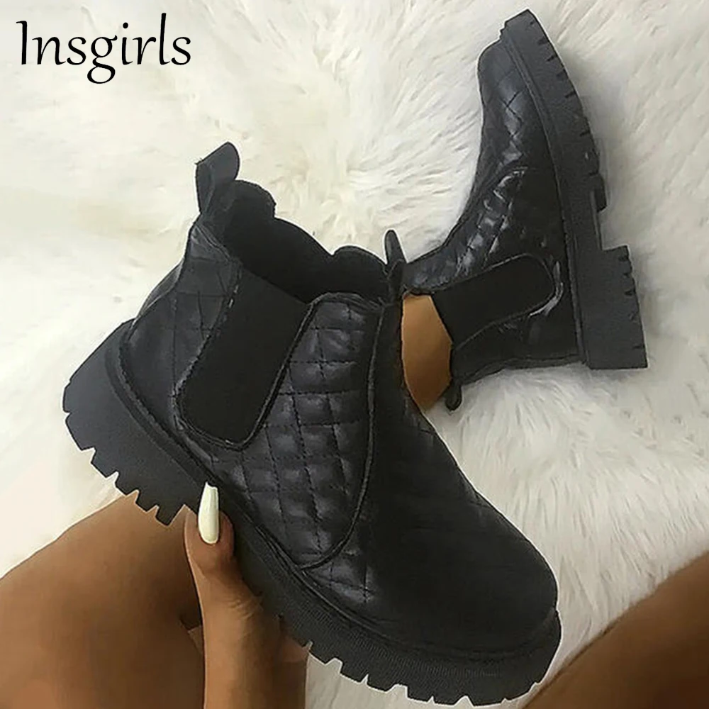 

Winter Warm Snow Shoes Women 2021 New Low Top Round Toe Ladies Slip On Platform Shoes With Elastic Band Female Plush Ankle Boot