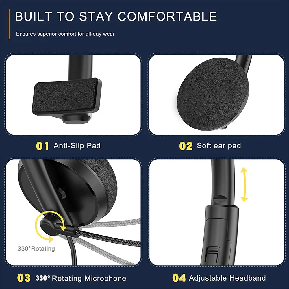 Универсальная офисная Проводная гарнитура с шумоподавляющим микрофоном USB +