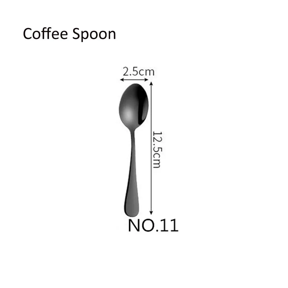 NO11 Coffee Spoon Обеденный из нержавеющей стали вилка Корея красочные десерт пирог вилка длинная ручка Золотой синий черная Вилка Набор для отеля вечерние Прямая - Цвет: NO11 Coffee Spoon
