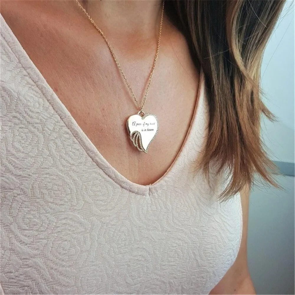 

Fashion fashion women love angel wings with zircon letters pendant fashion style necklace jewelry wholesale