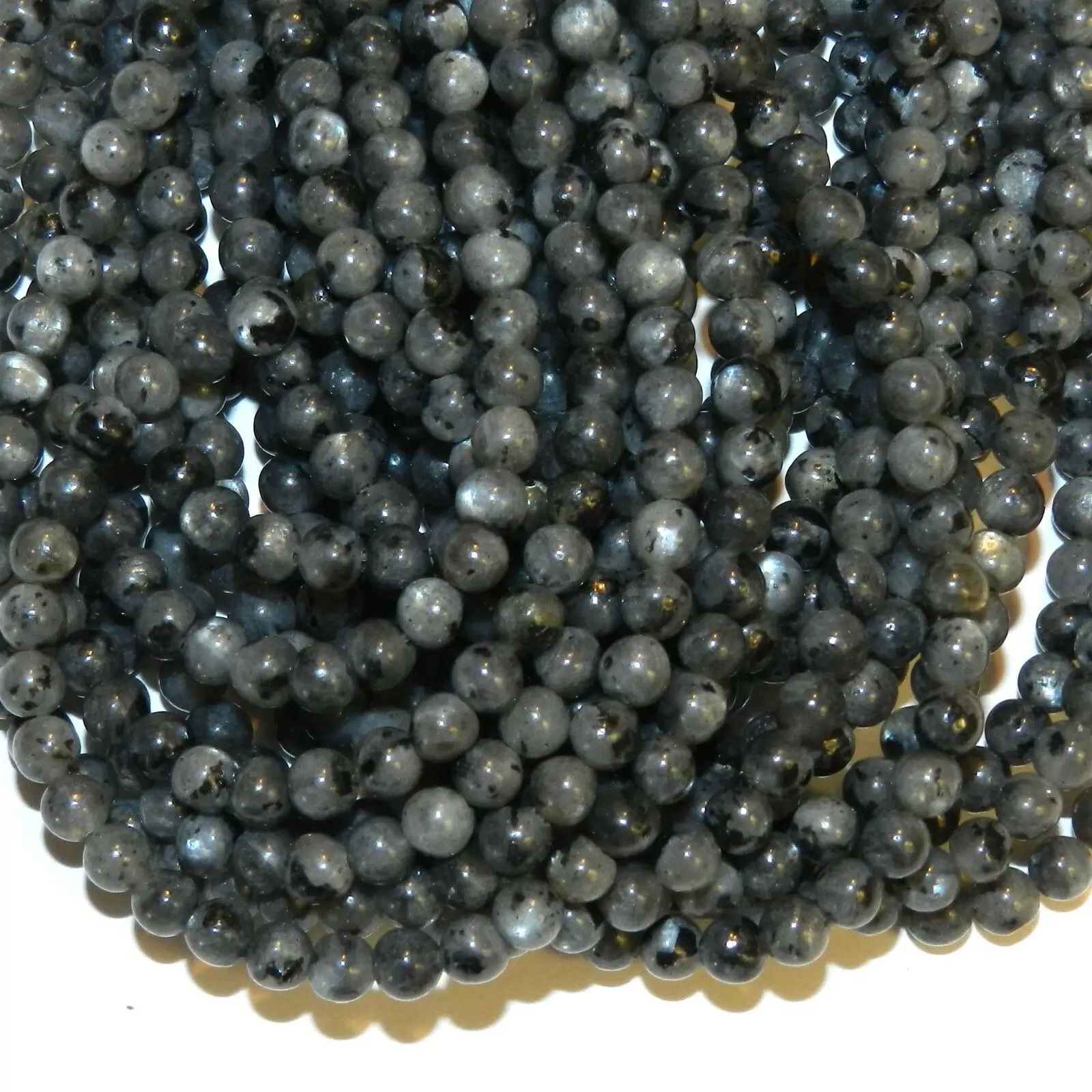 

Wholesale 10 Strand Natural black gray Labradorite 4mm Round Gemstone Beads 15"