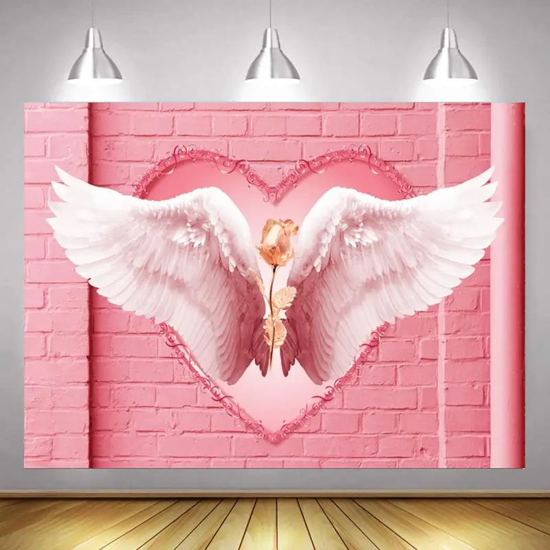 

Фон для фотосъемки маленькая принцесса белые крылья Ангела розовая стена декор для фотостудии на день рождения
