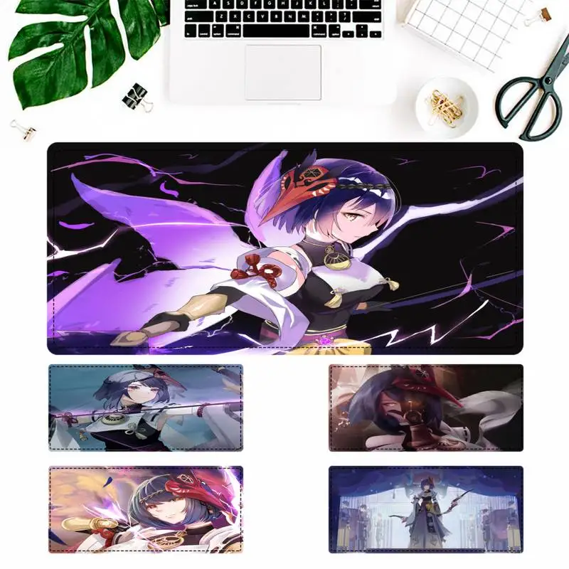 

Luxury Genshin Kujou Sara Mouse Pad Gamer Keyboard Maus Pad Desk Mouse Mat Game Accessories For Overwatch