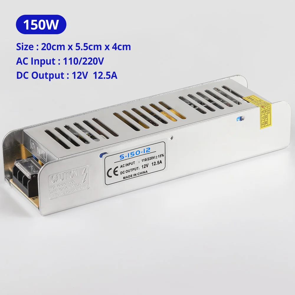 Ультра-узкий светодиодный драйвер DC12V 60 Вт 100 150 200 импульсный источник питания AC220