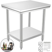 vevor stainless steel work table with adjustable feet commercial home hotel restaurant heavy duty kitchen prep table worktable