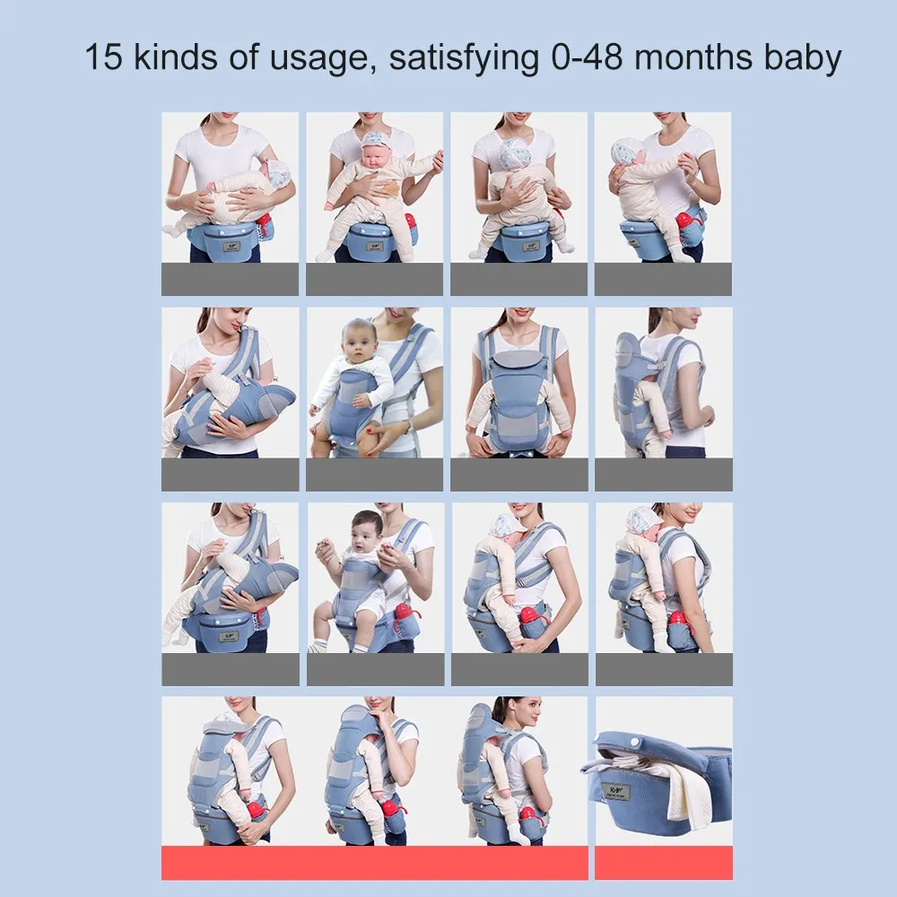 

VICIVIYA 0-48 Months Baby Carrier Cotton Breathable Infant Baby Hipseat Carrier 3 In 1 Kangaroo Baby Wrap Sling For Baby Travel