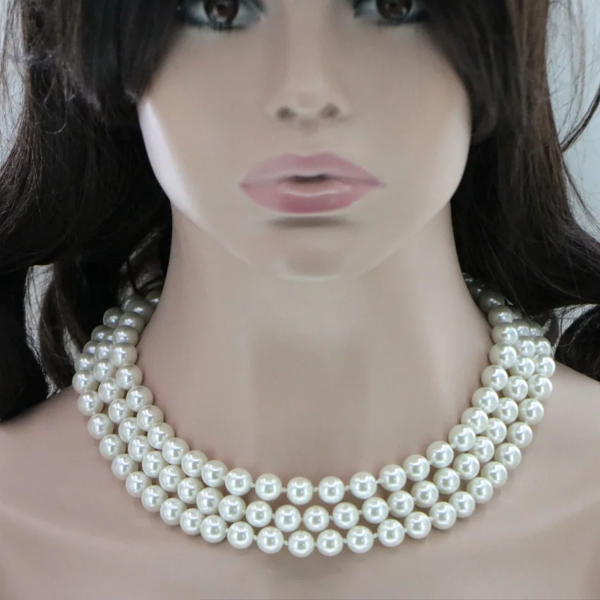 Оптовые цены Имитация жемчуга свитер 10мм Shell Pearl длинное ожерелье бусины женщина девушка Рождество ювелирное изготовление дизайна 150см.