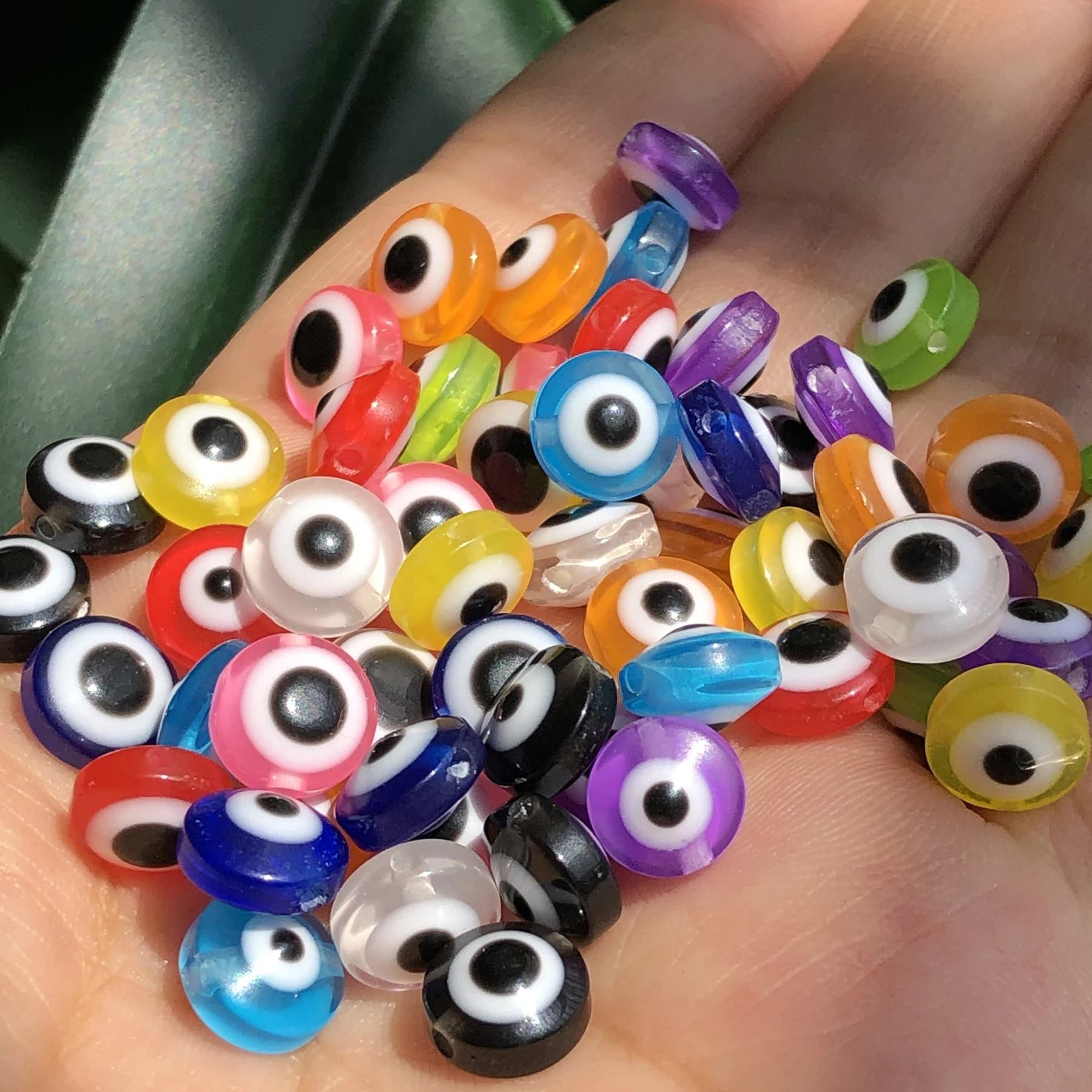 

50pcs 6/8/10mm Oval Round Evil Eye Resin Turkey Medusa Spacer Beads For Jewelry Making Bracelet Necklace Charms DIY Doll Eyes