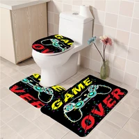 game controller design 3pcsset bathroom toliet mat set anti slip kitchen bath coral fleece floor carpet washable bathroom rug